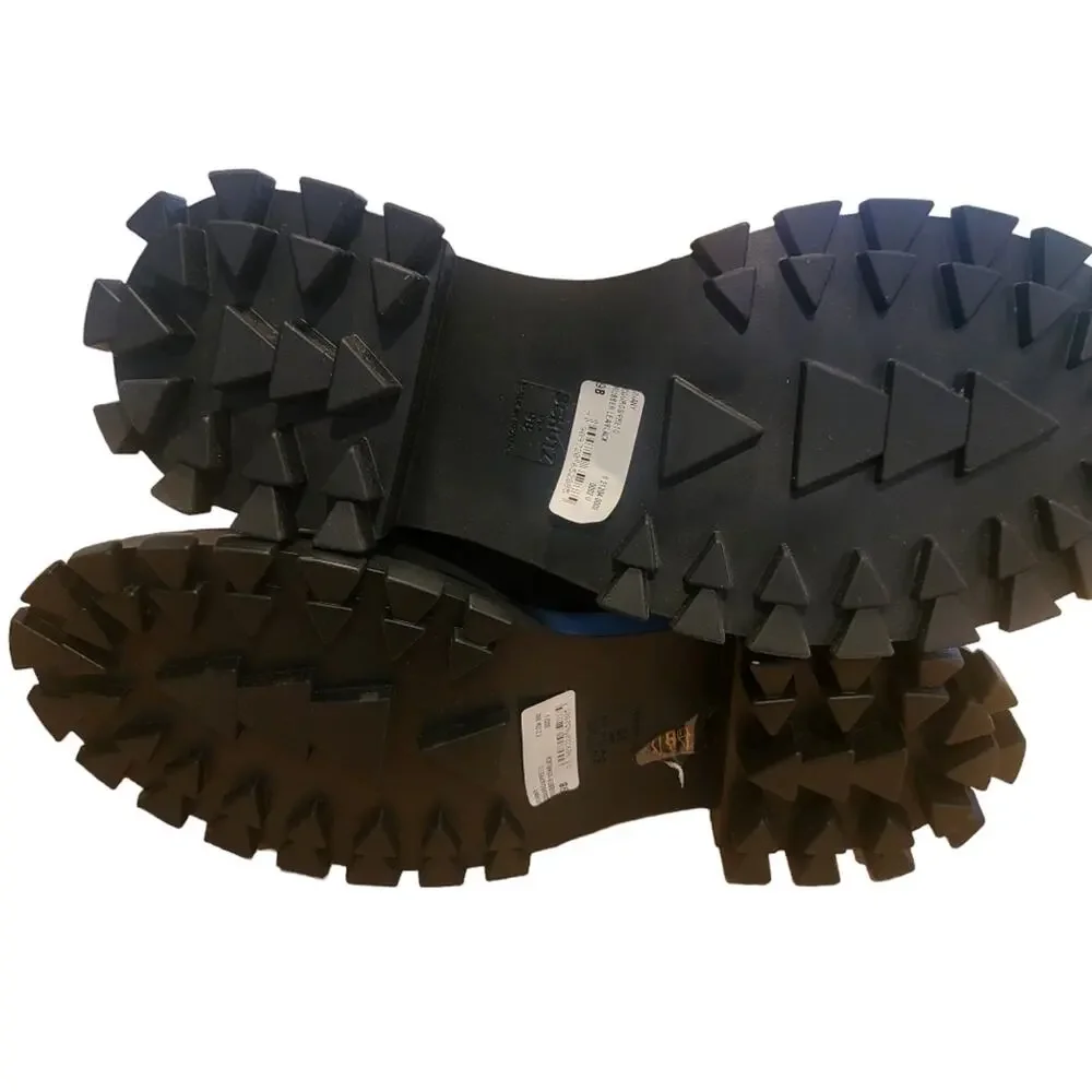 Schutz Juany Winter Black Rounded Toe Mid Calf Lug Sole Block Heel Boots 8.5 - Picture 9 of 10